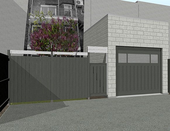 Clôture de cour arrière et accès au garage (Rue Fabre, Montréal).