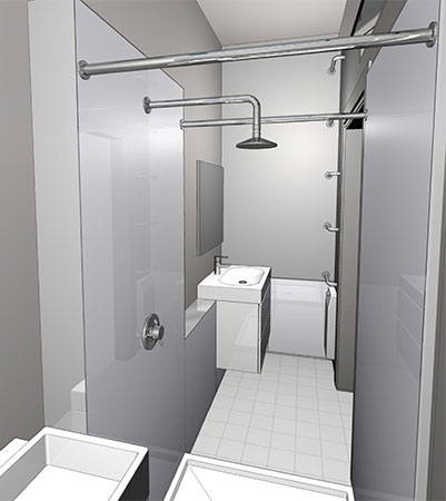 Modernisation et optimisation d'une salle de bain étroite (centre-ville)